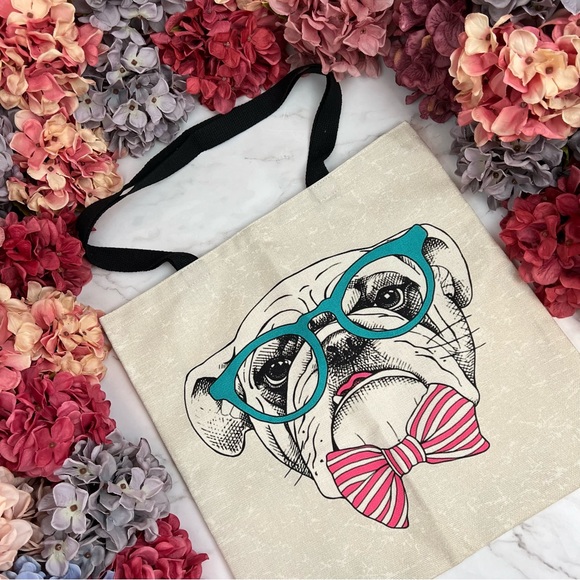 Eco-Friendly Preppy English Bulldog Folding Tote Bag - Picture 3 of 14